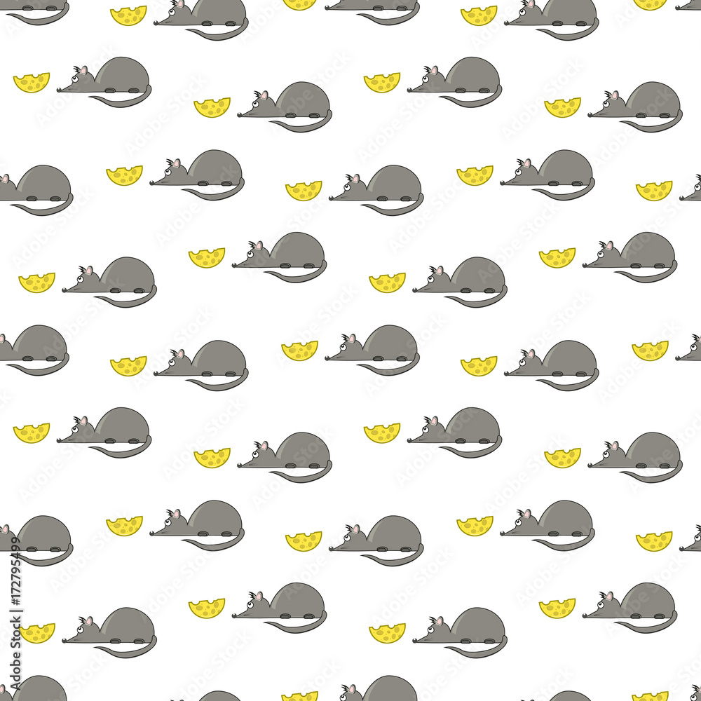 Pattern with a small mouse and yellow cheese