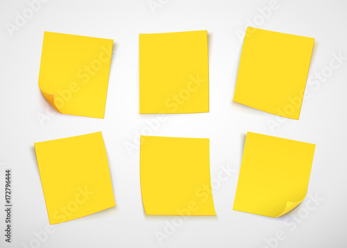 Yellow paper notes. Post it note.