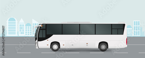 City bus on road. Passenger transport. Vector illustration eps 10 isolated on white background