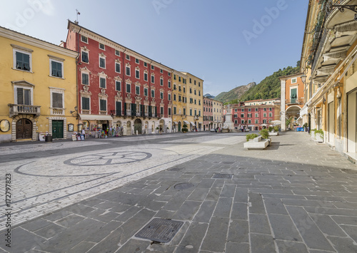 Piazza Alberica square, Carrara, Tuscany, Italy, in a moment of tranquility photo