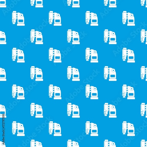 Pneumatic hammer machine pattern seamless blue