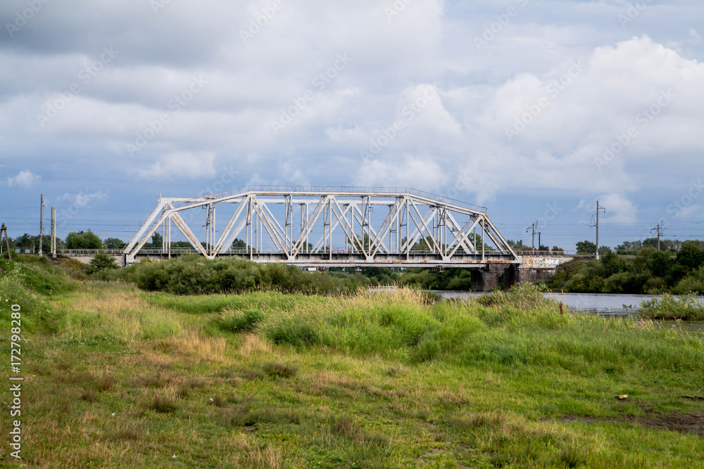 Railway bridge on the river Vologda. Russia Railway bridge on the river Vologda. Russia