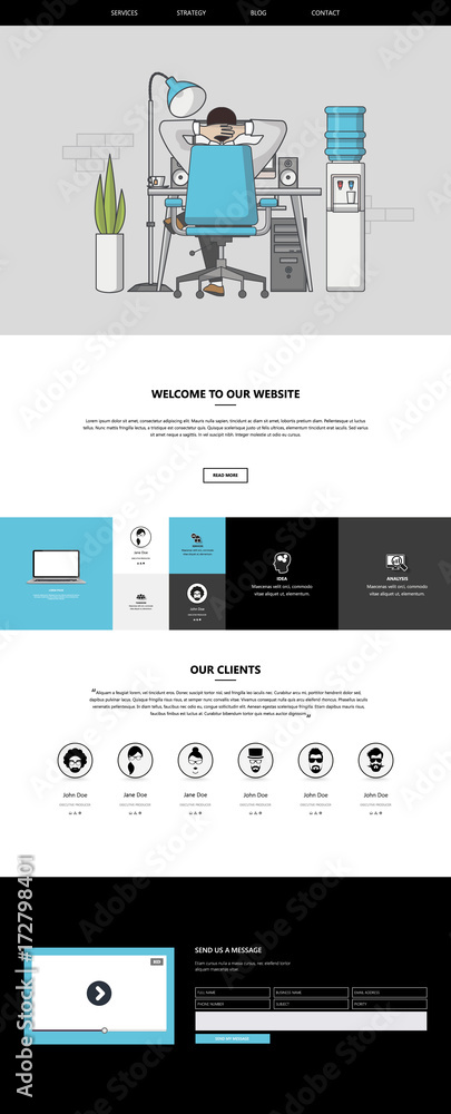 Website Template: One Page Flat Design Style Vector Illustration. Website Template: One Page Flat Design Style Vector Illustration.