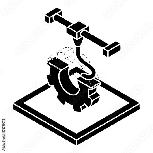 Cogwheel d printing icon, simple style