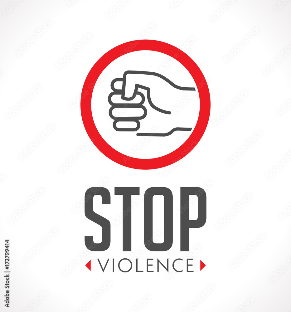Logo - stop violence against women concept - fist as symbol of violence Logo - stop violence against women concept - fist as symbol of violence