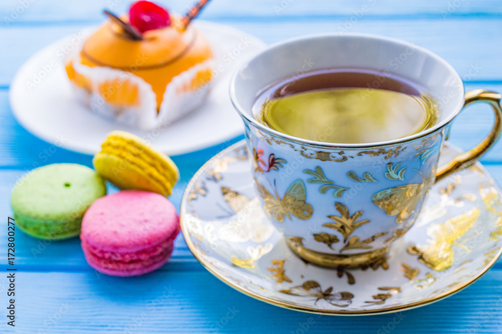 Still life with cup of tea on the wooden background Still life with cup of tea on the wooden background
