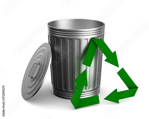 Garbage basket on white bac...