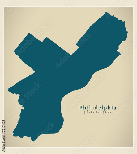 Modern Map - Philadelphia city of the USA
