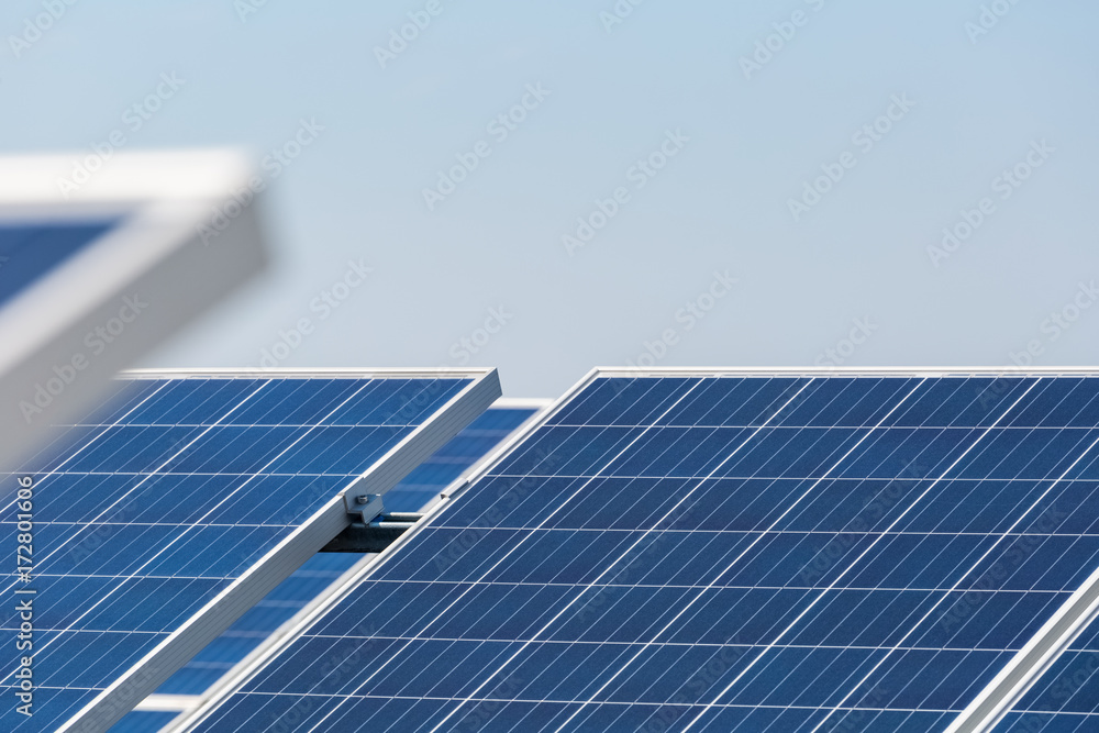 Obraz premium solar energy panels closeup