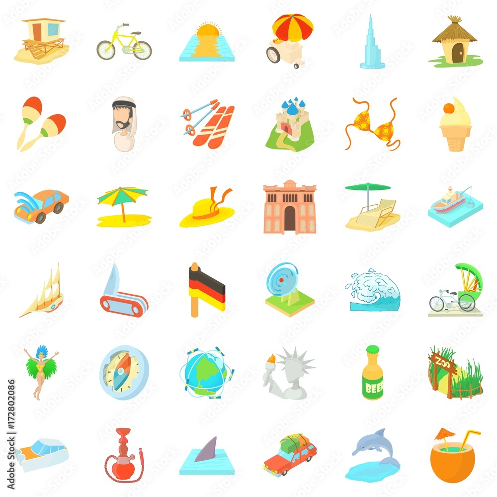Rest icons set, cartoon style Rest icons set, cartoon style
