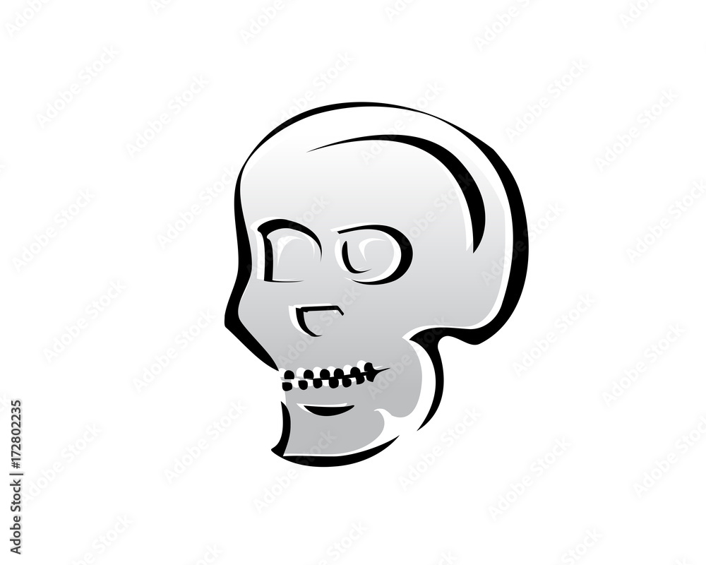 outlines of skull illustration, symbol design, isolated on white background. 