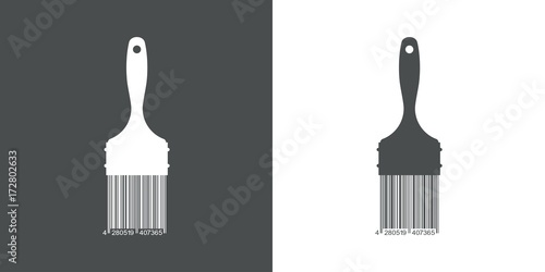 Icono plano codigo de barras brocha gris y blanco