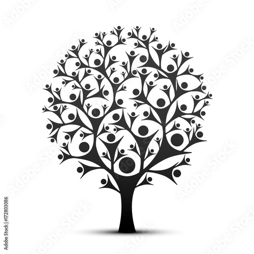People tree sign color black on the white background. Vector illustration
