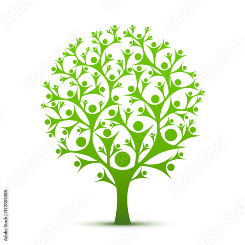 People tree sign color green on the white background. Vector illustration