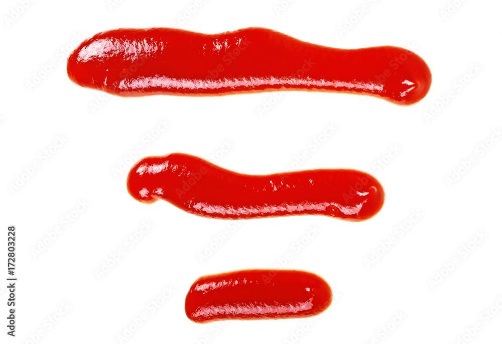 Tomato ketchup isolated on a white background, top view Tomato ketchup isolated on a white background, top view