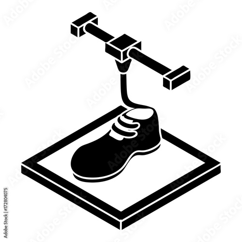 Shoes d printing icon, simple style