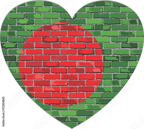 Flag of Bangladesh on a brick wall in heart shape - Illustration,
Abstract grunge Bangladesh flag