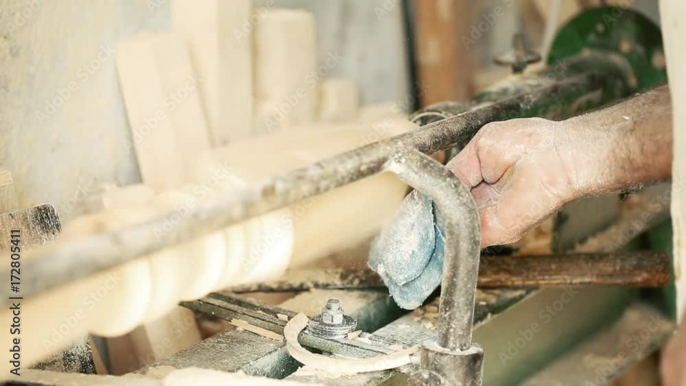 profession, people, carpentry, woodwork and people concept - carpenter working at workshop profession, people, carpentry, woodwork and people concept - carpenter working at workshop