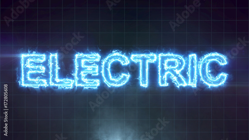 Electric word lightning on black background