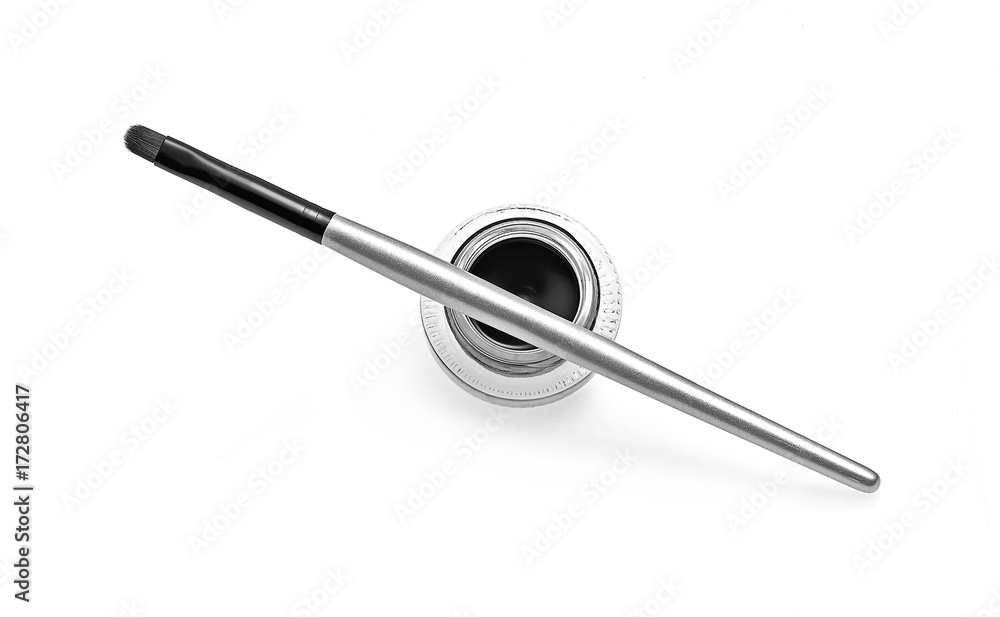 Eyeliner and brush isolated on white Eyeliner and brush isolated on white