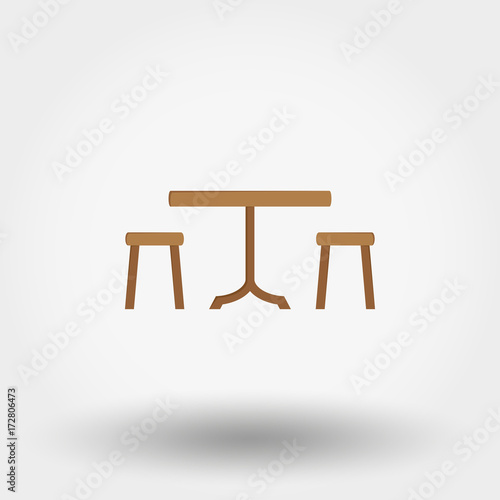 Dining table with chairs.