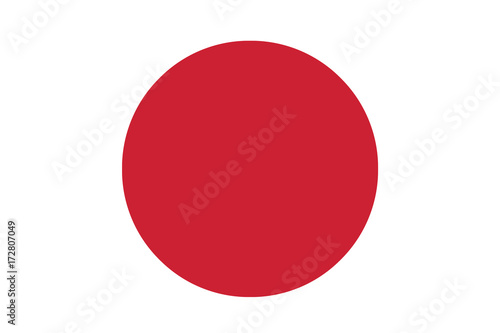 The national flag of Japan which is a crimson red disc on a white background which represents the sun