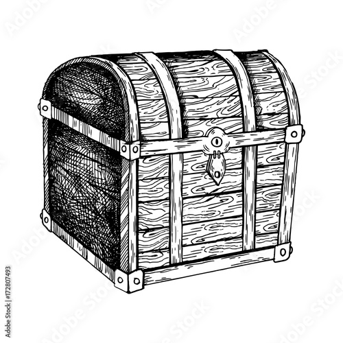 Vintage chest engraving vector illustration