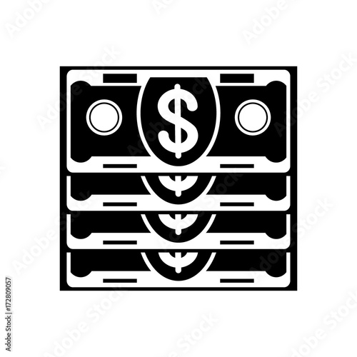 banknote stack black icon