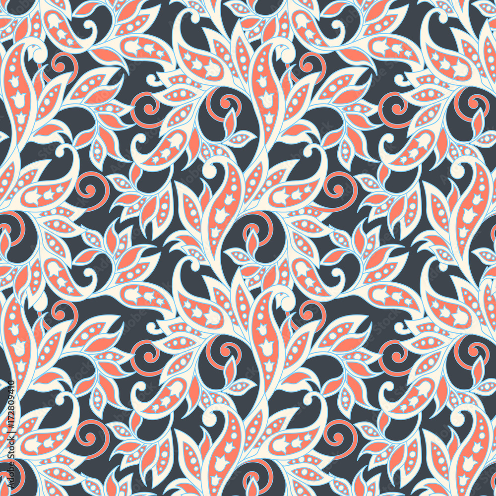 ethnic flowers seamless vector pattern. 