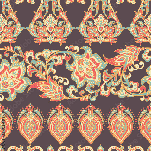 Floral seamless pattern. Vector illustration in asian textile style 