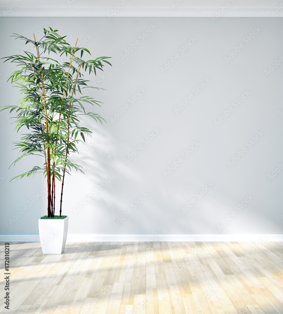 Fototapeta premium Modern bright living room, white wall. 3D rendering