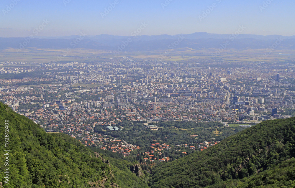 aerial view of bulgarian capital Sofia