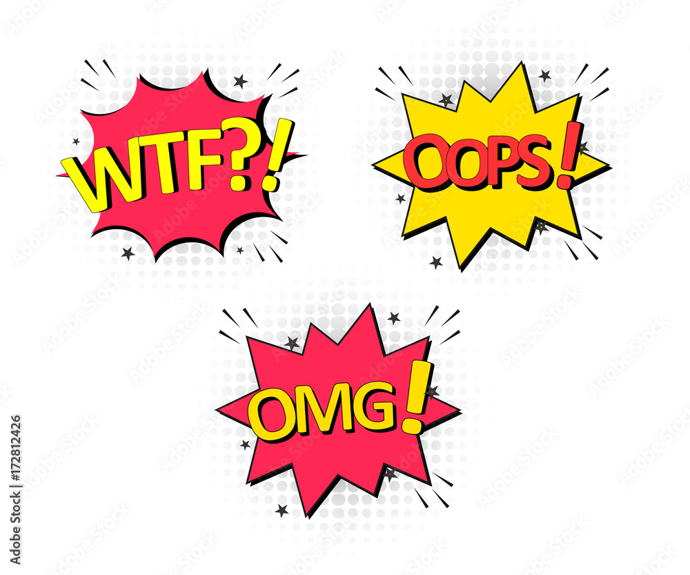 WTF label icon, Omg label icon, oops label icon WTF label icon, Omg label icon, oops label icon
