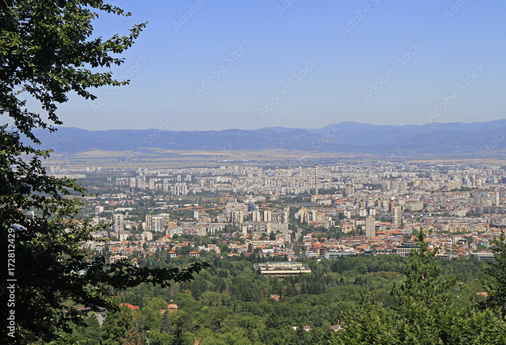 aerial view of bulgarian capital Sofia
