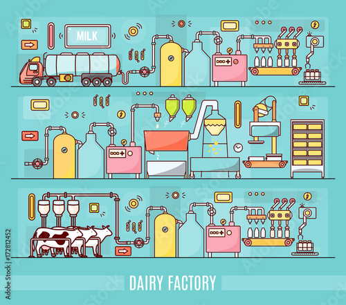 Diary factory vector illustration in linear style