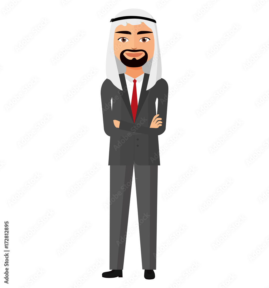 Saudi arab businessman with crossed arms vector illustration Saudi arab businessman with crossed arms vector illustration