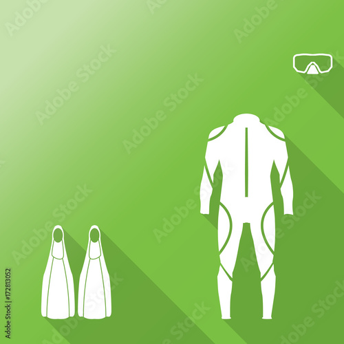 Scuba diving equipment. Sport underwater, vector illustration