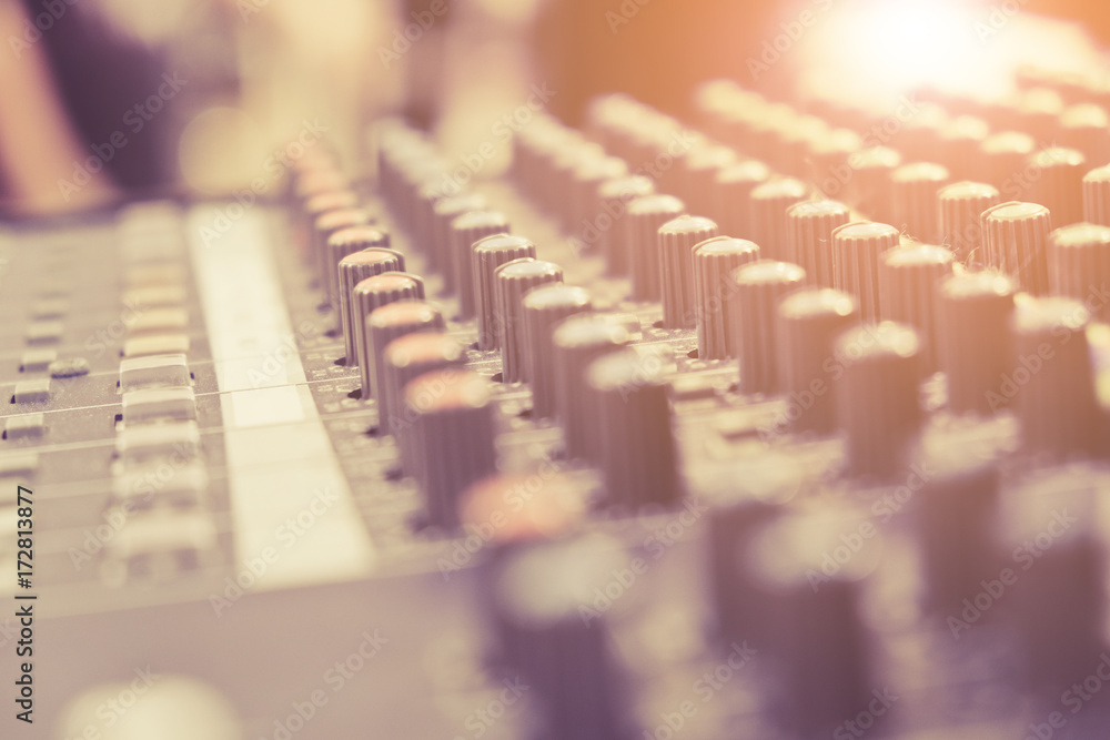 Obraz premium close up of Sound mixer controller
