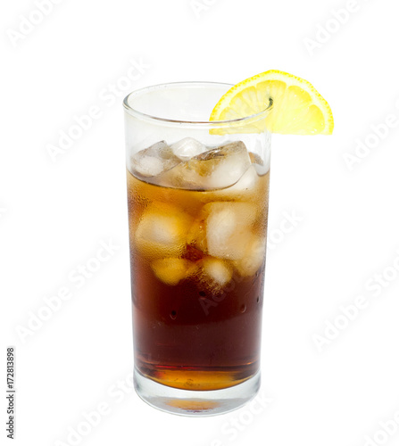 Wallpaper Mural glass of cocktail or tea with ice and lemon isolated on white. object, beverage. Torontodigital.ca