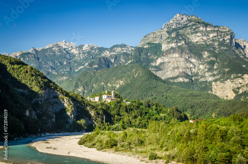 Summer panorama of Alps mountains