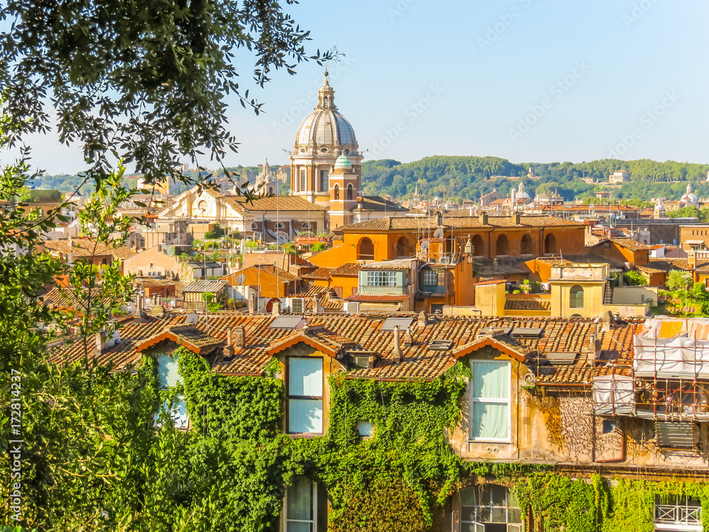 View of roofs and cityscape of Rome
