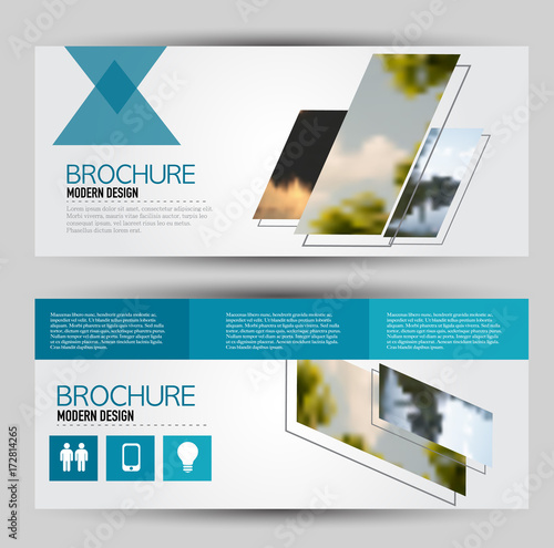 Flyer banner or web header template set. Vector illustration promotion design background. Blue color.