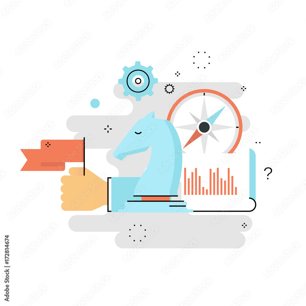 Strategic planning, business strategy flat line vector illustration design. Success in business