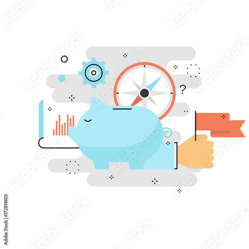 Piggy bank concept, financial investment, budget management, savings account, deposit, pension fund money, financial planning flat line vector illustration design for mobile and web graphics