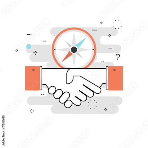 Professional orientation, guidance and directions. Business trends and tips, business mission, goals, consulting flat line vector illustration design for mobile and web graphics