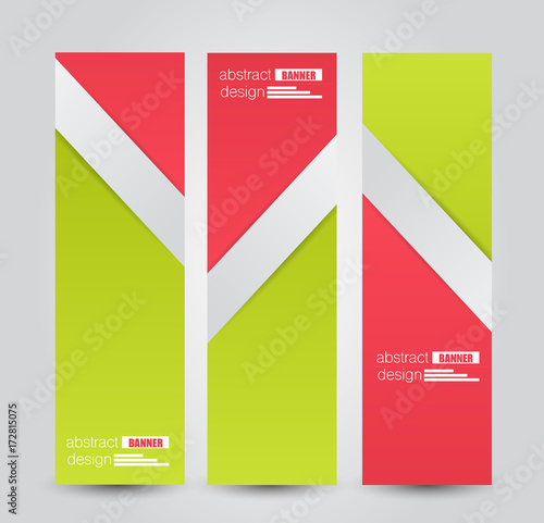 Banner template. Abstract background for design, business, education, advertisement. Green and red color. Vector illustration.