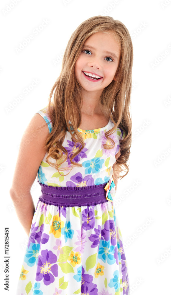 Adorable smiling little girl child in princess dress isolated Adorable smiling little girl child in princess dress isolated