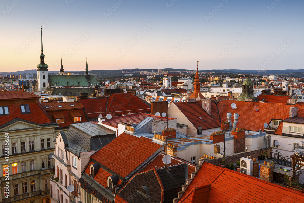 Old town of Brno as seen from the town hall tower.
