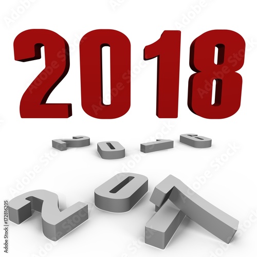 New Year 2018 over the past ones - a 3d image photo