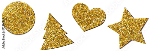 Bilde på lerret Glitter Etikett Set Weihnachtsschmuck - Gold
